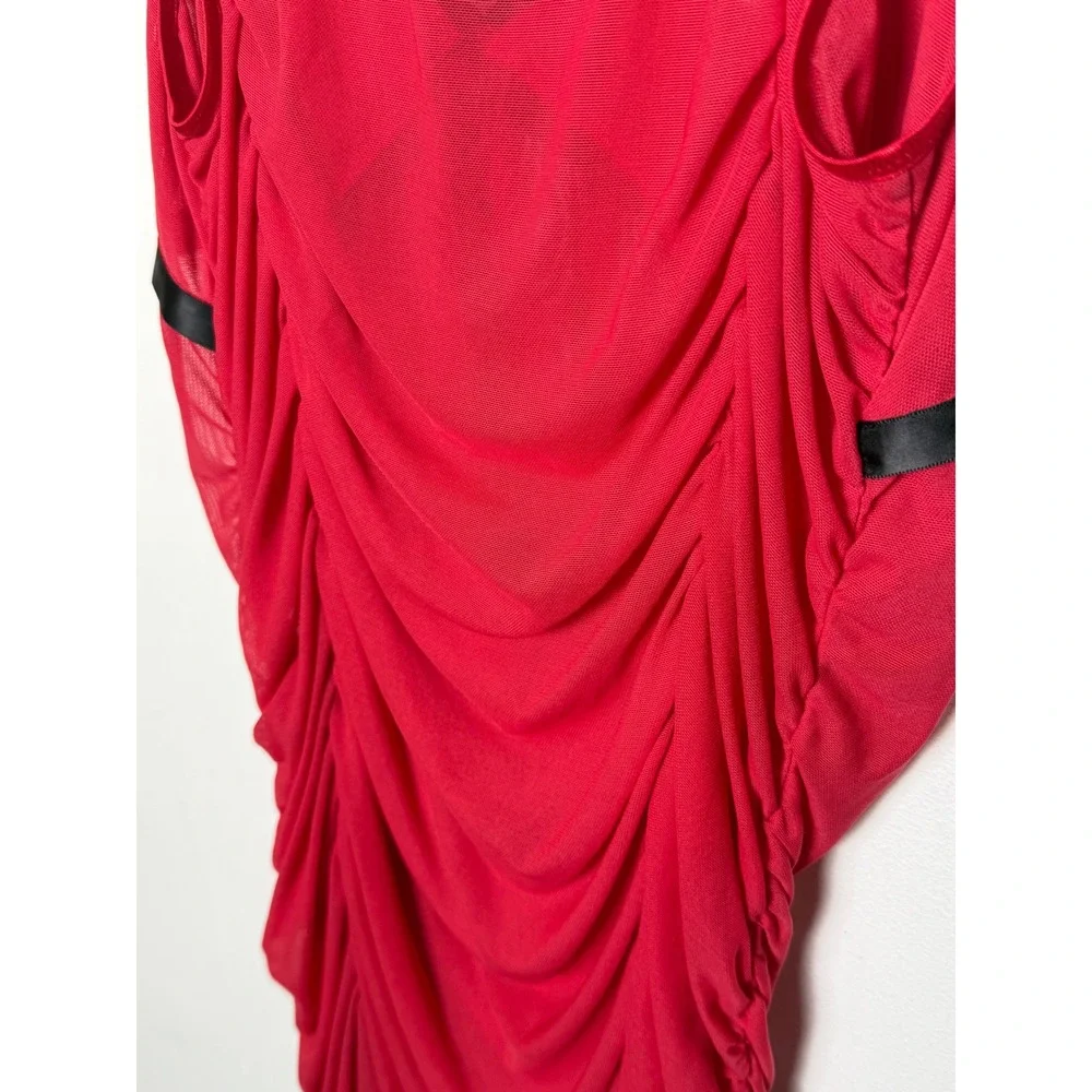 Victoria's Secret Red Mesh Ruched Babydoll‎ Lingerie Dress Size L